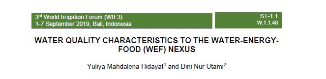 WATER QUALITY CHARACTERISTICS TO THE WATER-ENERGYFOOD (WEF) NEXUS